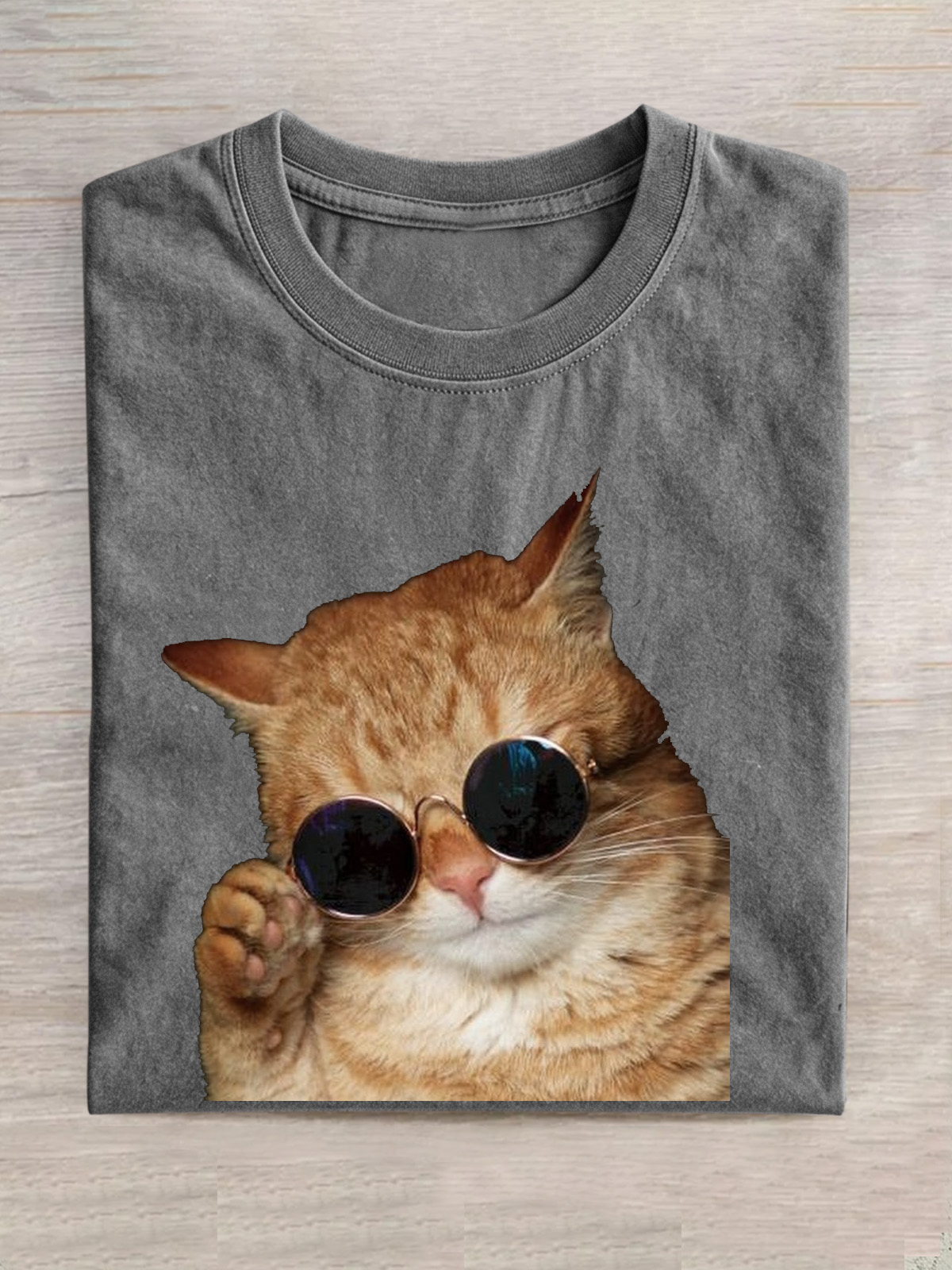 Cat Wearing Sunglasses Cotton Short-sleeved T-shirt
