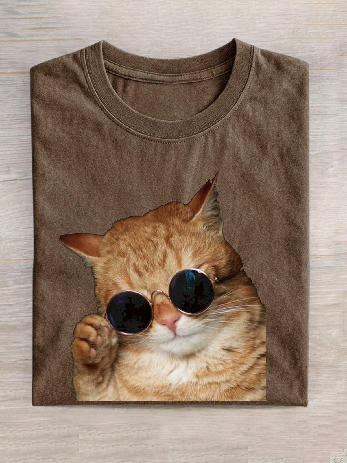 Cat Wearing Sunglasses Cotton Short-sleeved T-shirt