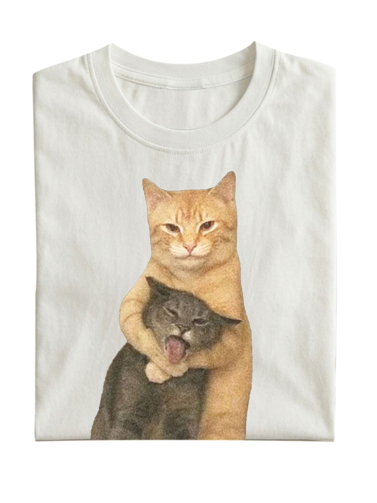 Wacky Cat Meme Cotton Short-sleeve T-shirt