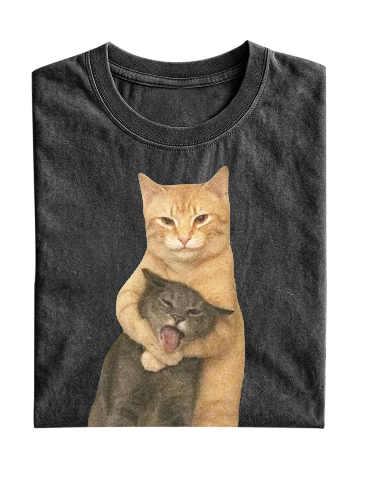 Wacky Cat Meme Cotton Short-sleeve T-shirt