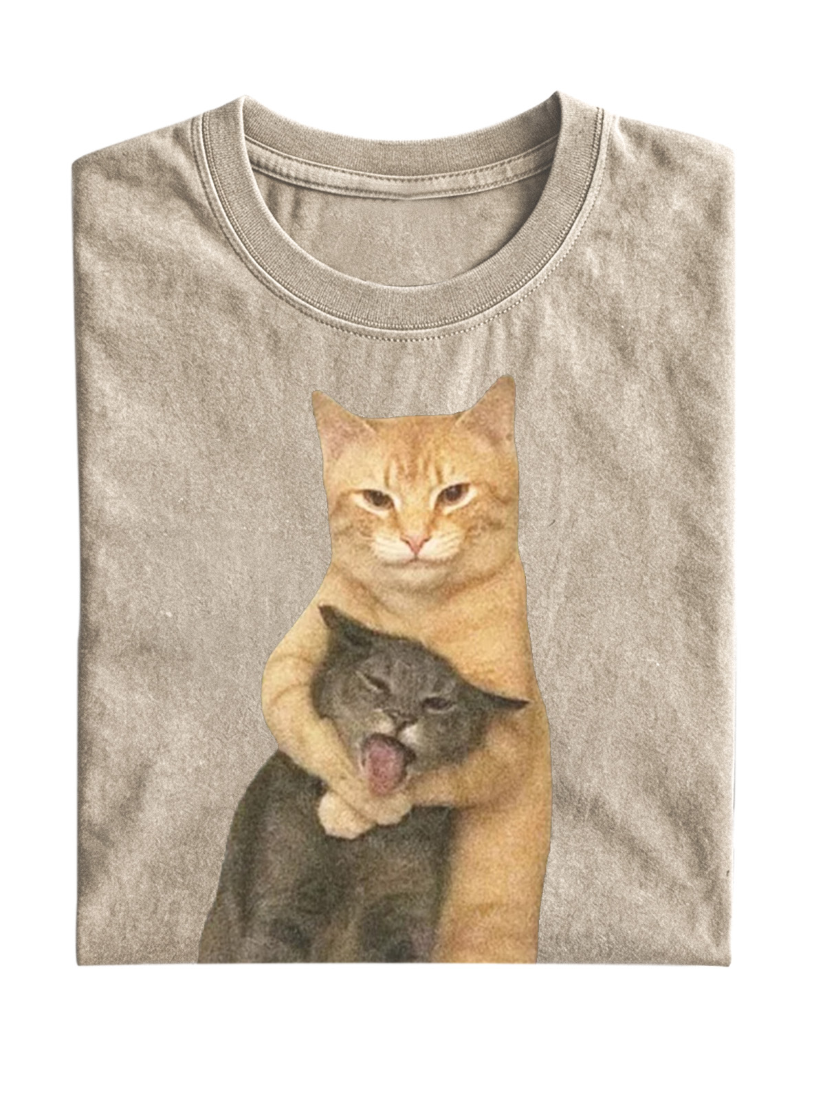 Wacky Cat Meme Cotton Short-sleeve T-shirt