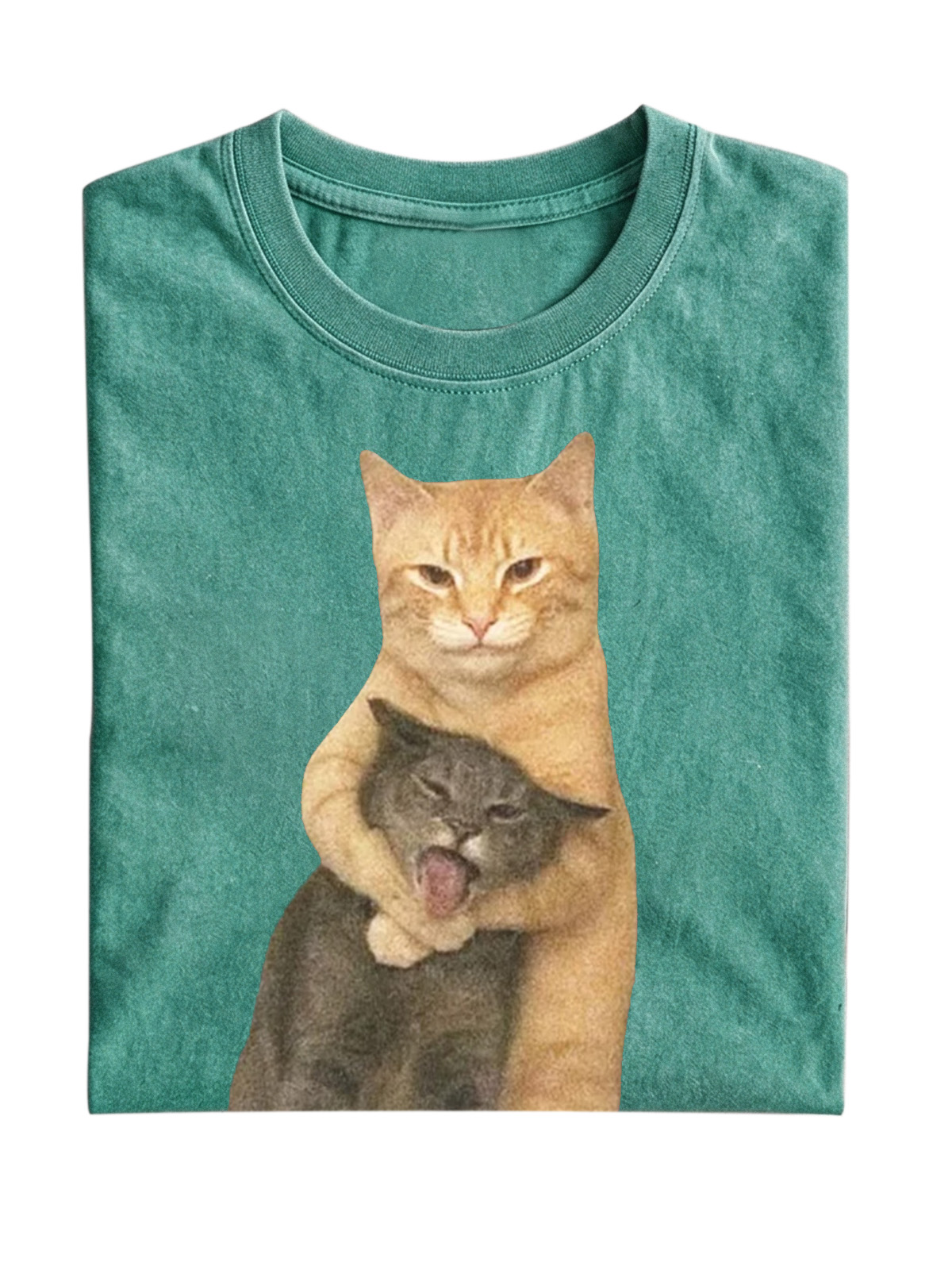 Wacky Cat Meme Cotton Short-sleeve T-shirt