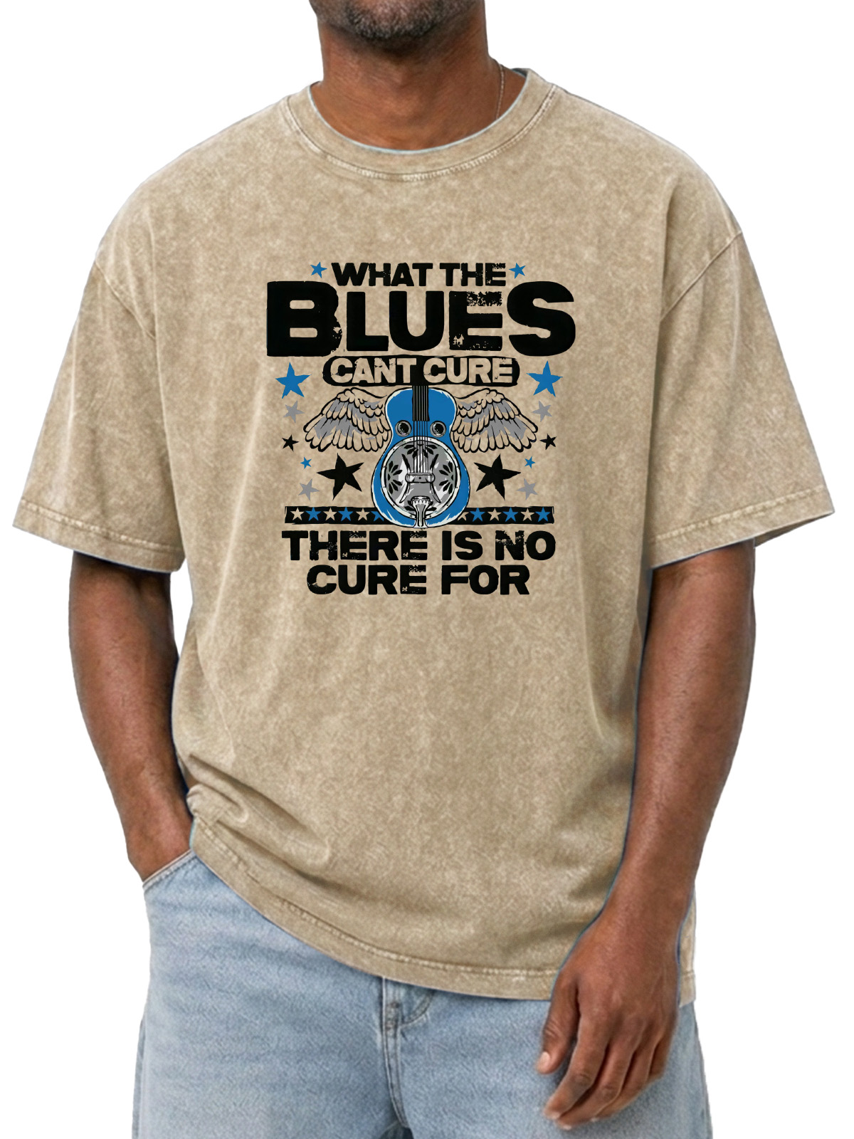 Classic Blues Cure Printed Washed Short Sleeve T-shirt