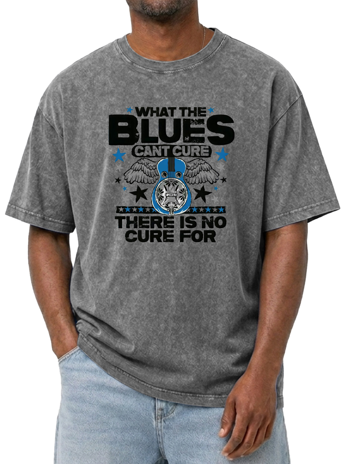 Classic Blues Cure Printed Washed Short Sleeve T-shirt