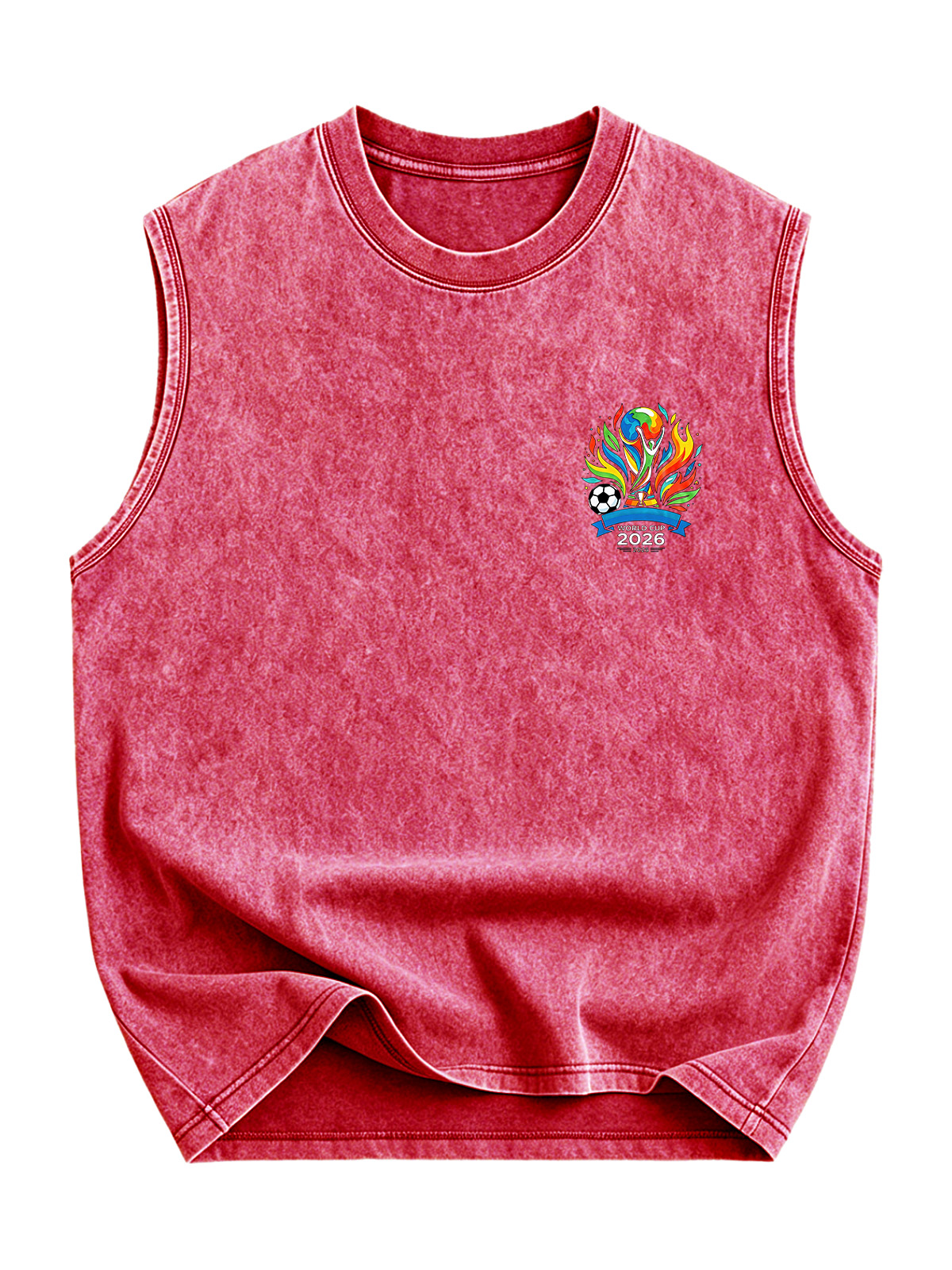 World Cup 2026 Simple Printed Sleeveless Washed Cotton T-shirt