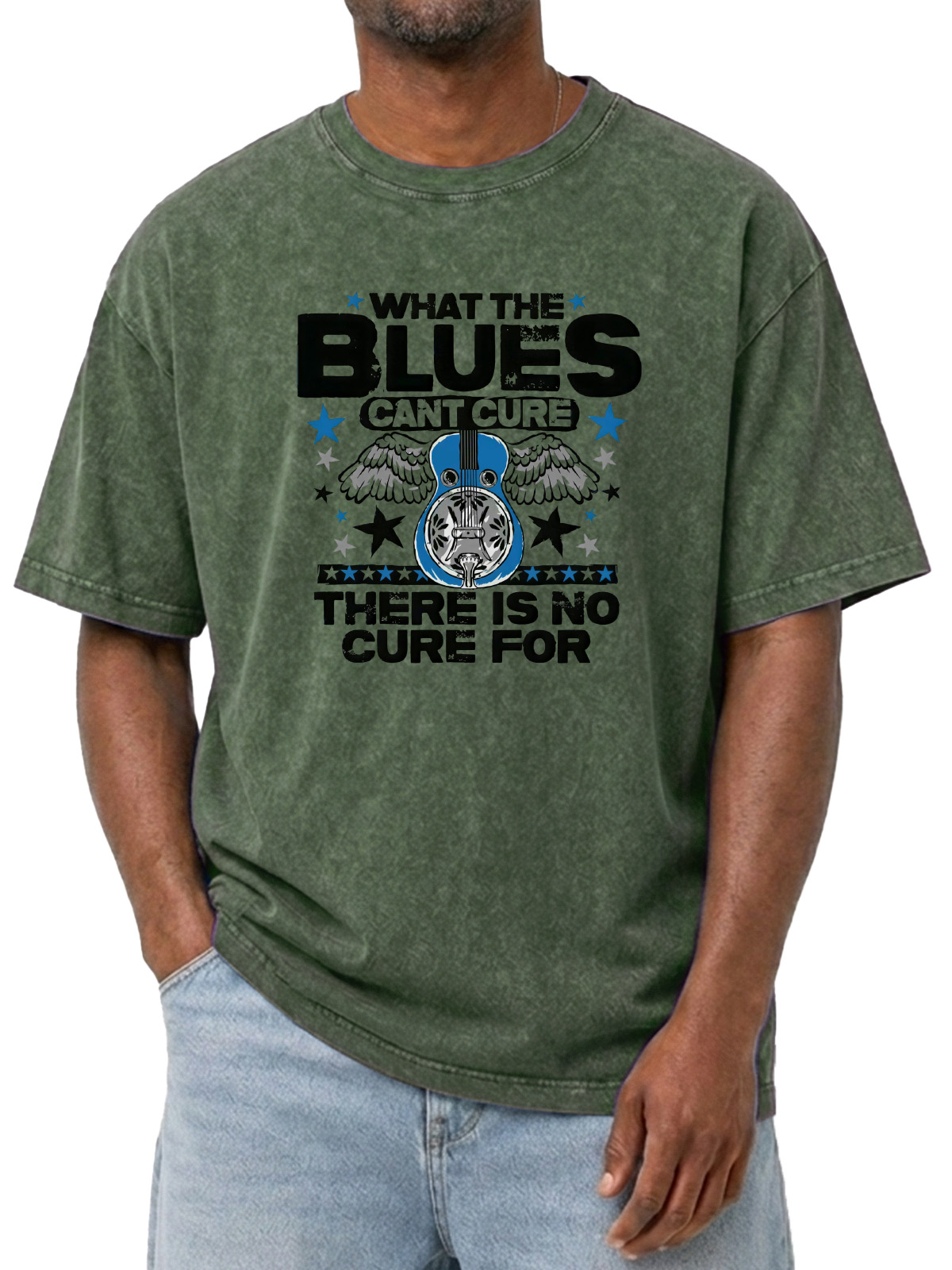 Classic Blues Cure Printed Washed Short Sleeve T-shirt