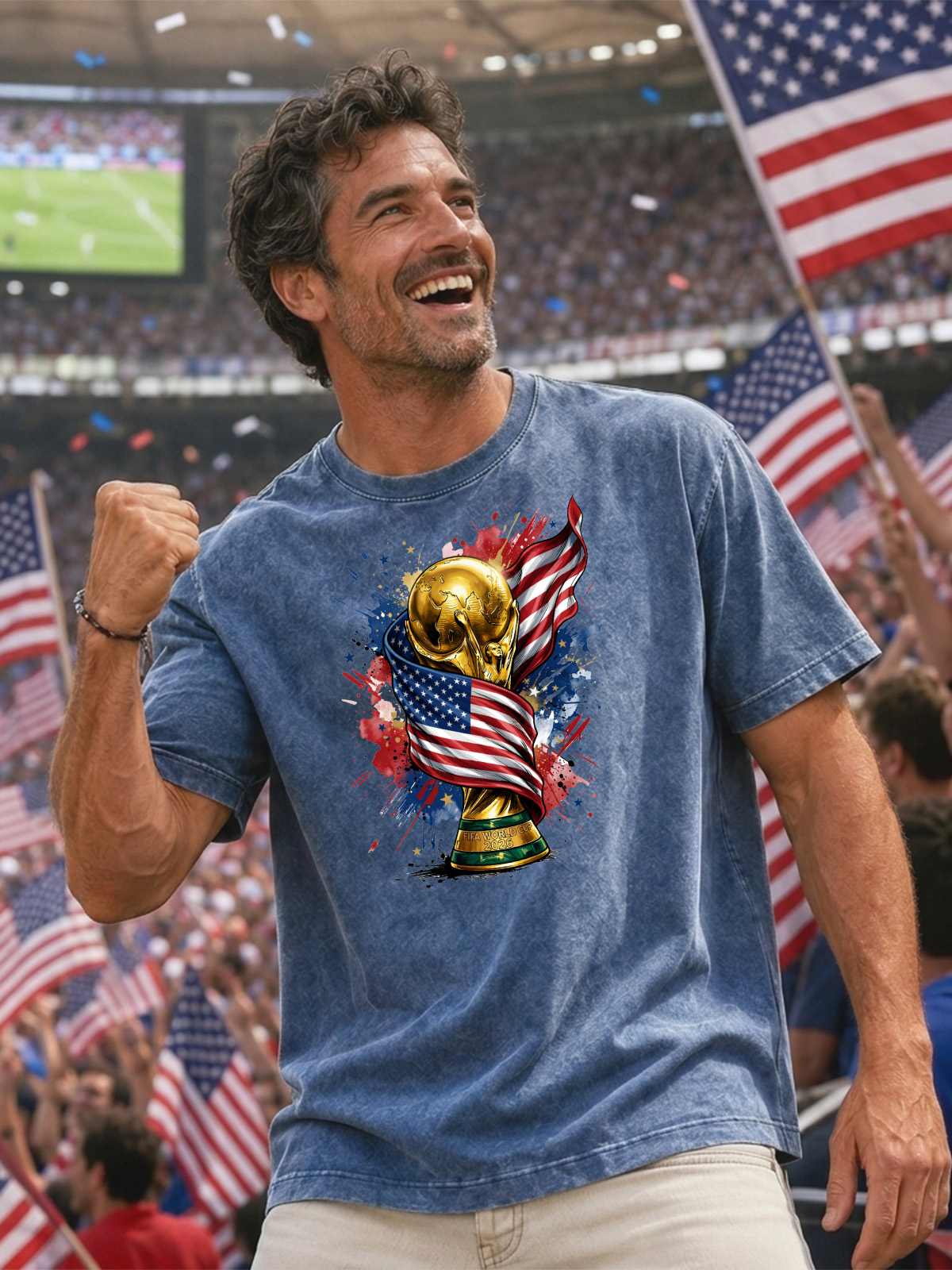 Men’s Wash American Soccer Trophy Graphic T-Shirt