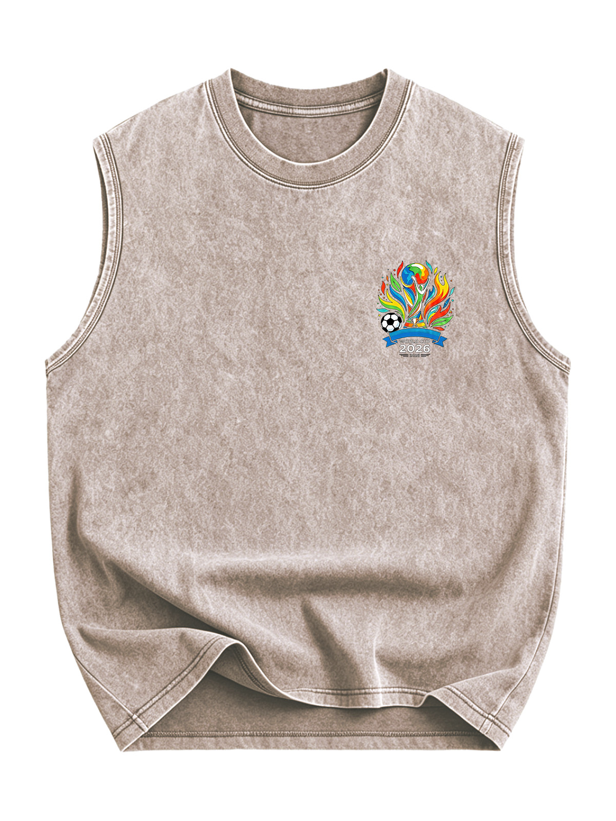 World Cup 2026 Simple Printed Sleeveless Washed Cotton T-shirt