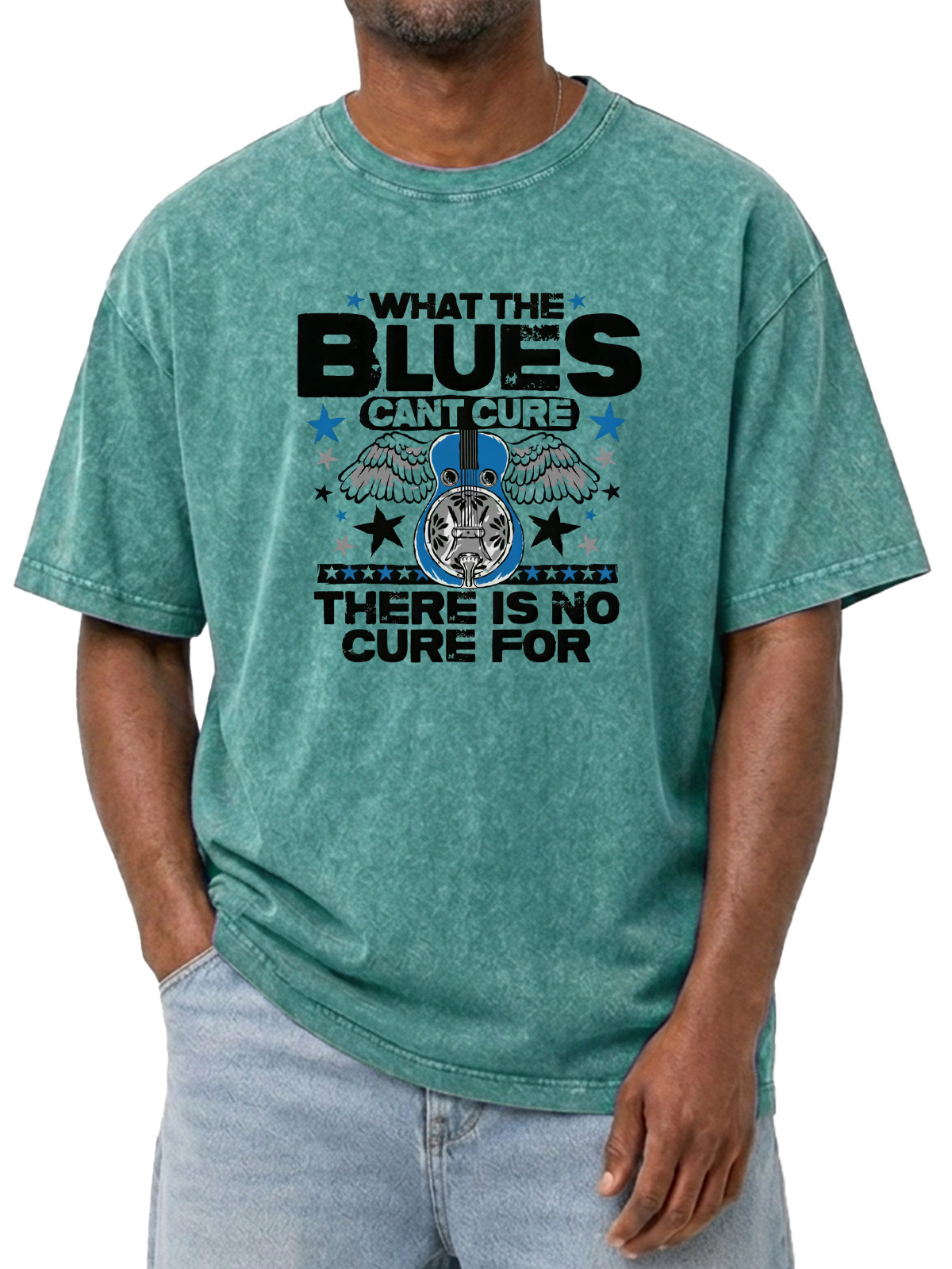 Classic Blues Cure Printed Washed Short Sleeve T-shirt