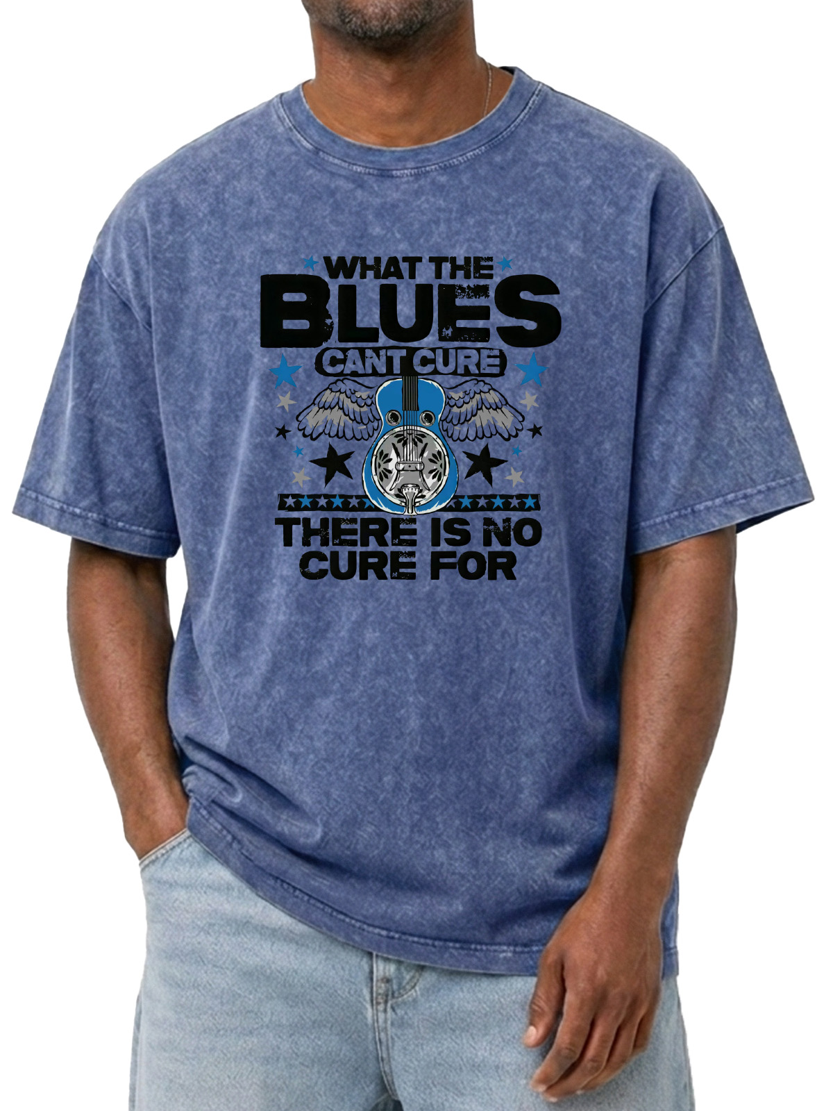 Classic Blues Cure Printed Washed Short Sleeve T-shirt