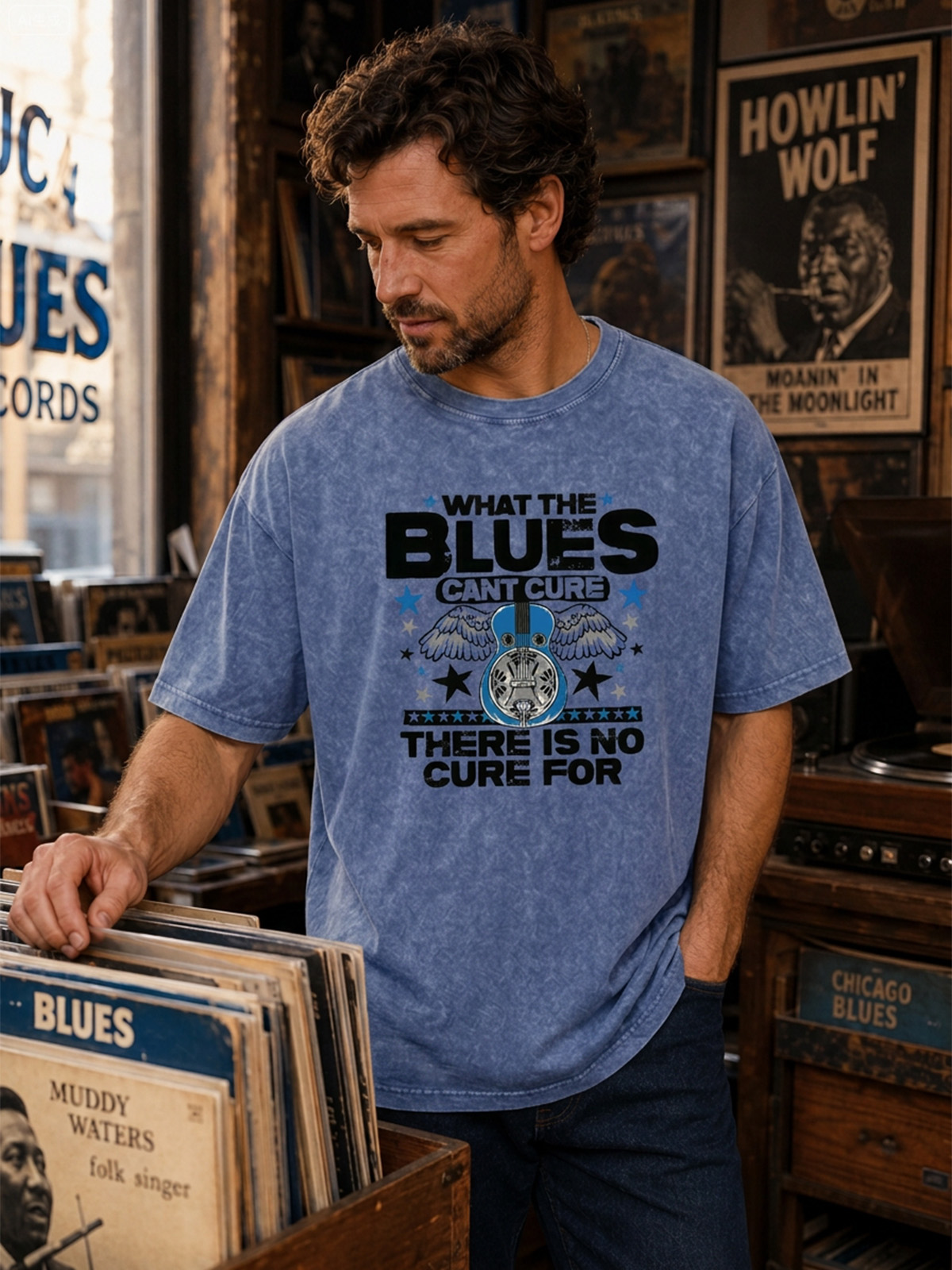 Classic Blues Cure Printed Washed Short Sleeve T-shirt
