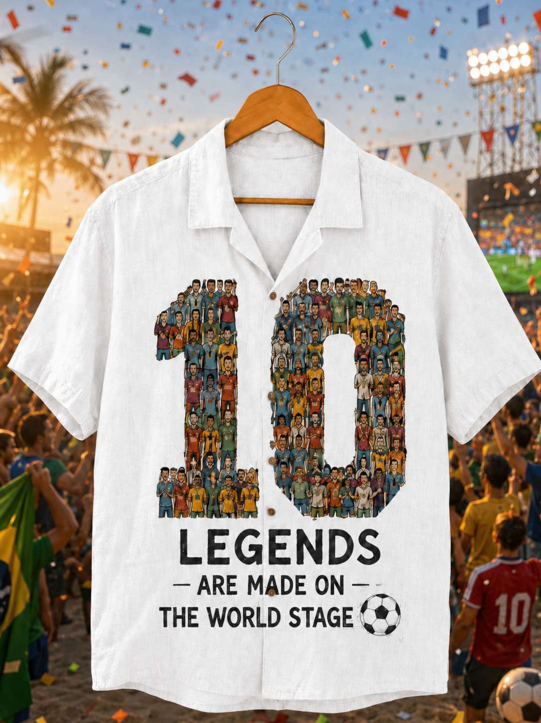 Men’s World Soccer Number 10 Legends Graphic Linen Shirt