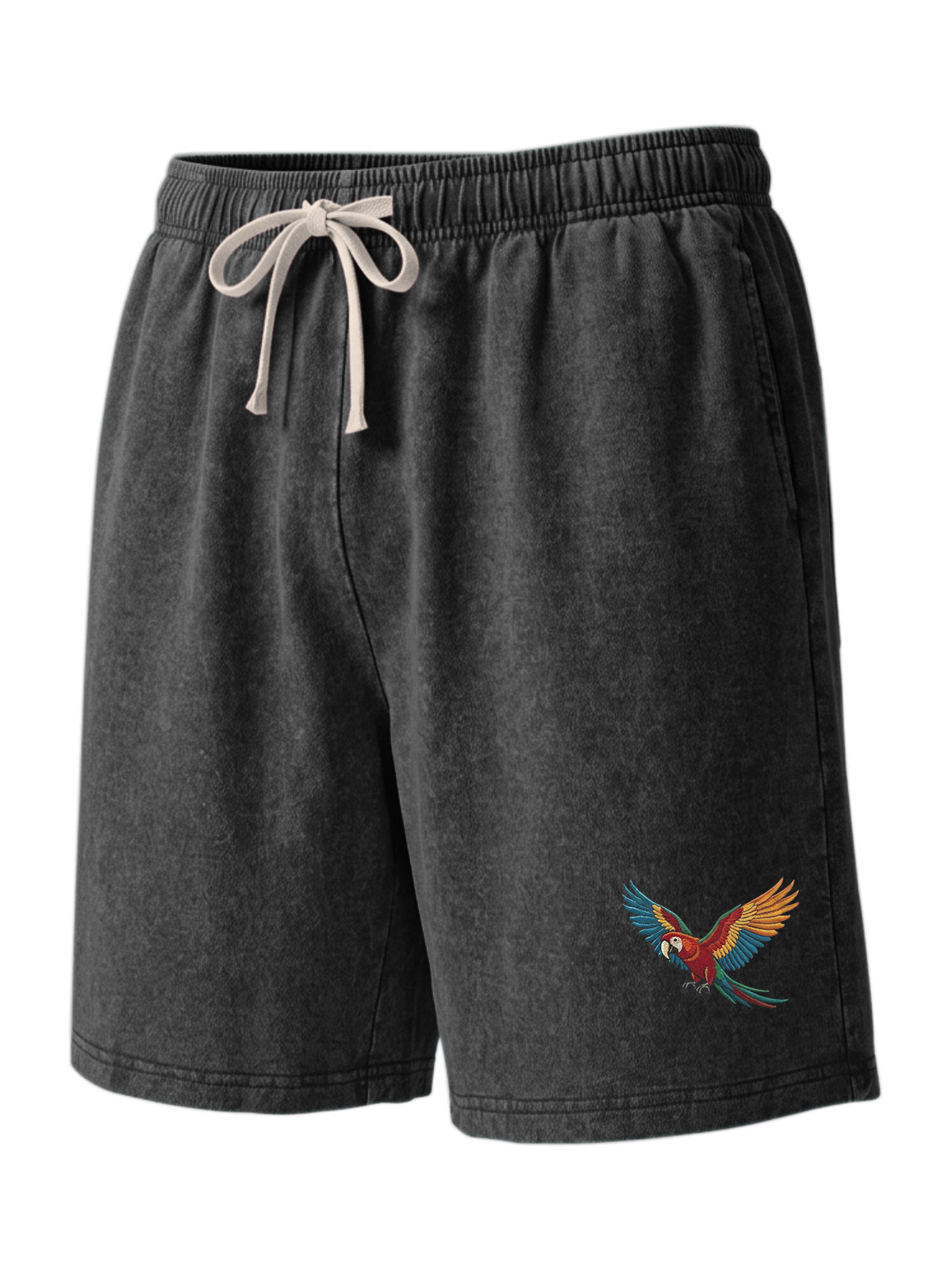 Casual Hawaiian Parrot Print Pure Cotton Shorts