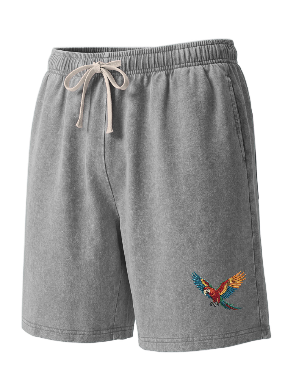 Casual Hawaiian Parrot Print Pure Cotton Shorts