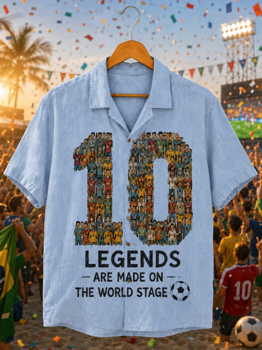 Men’s World Soccer Number 10 Legends Graphic Linen Shirt