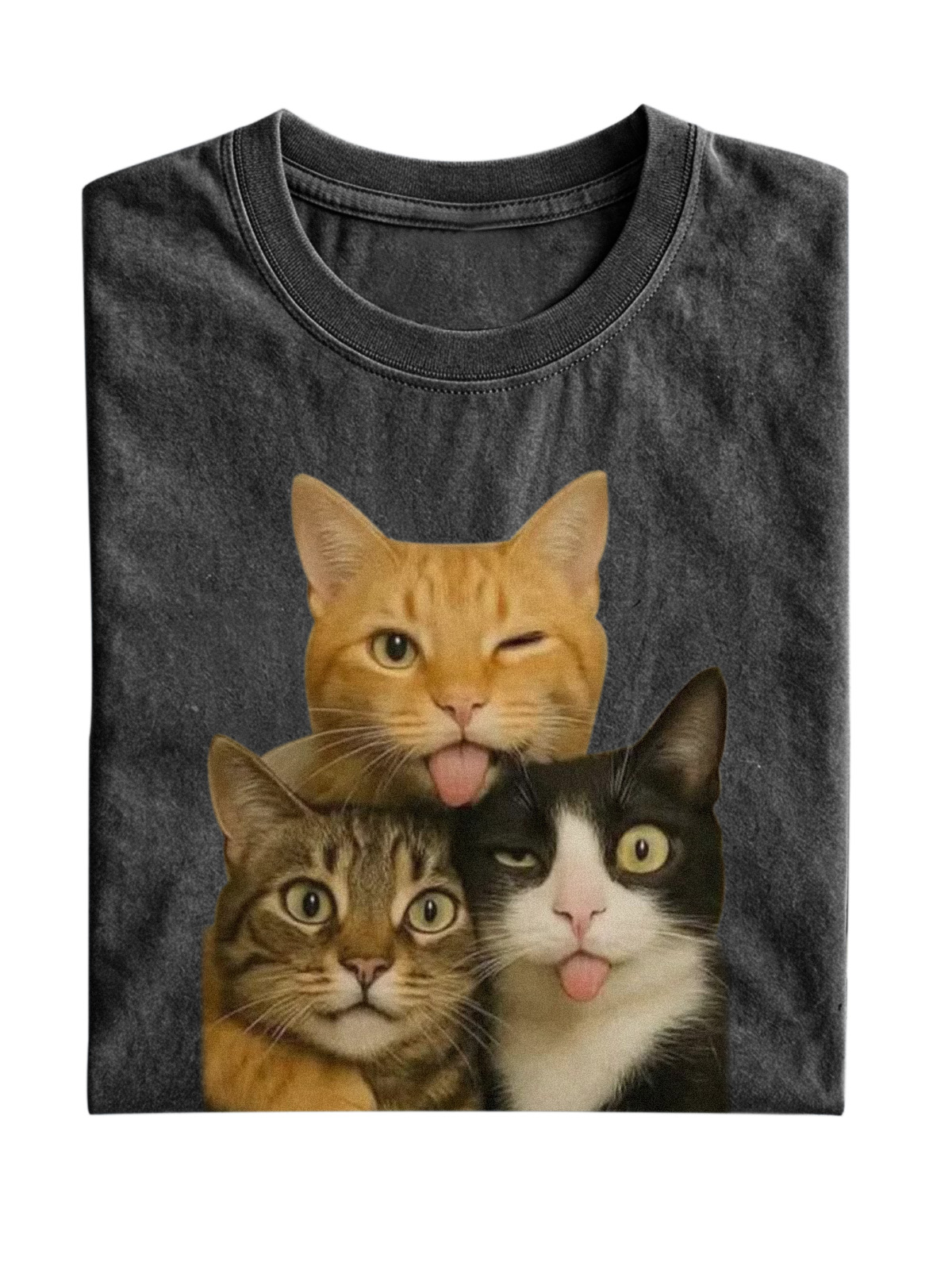 Wacky Cat Meme Cotton Short-sleeve T-shirt