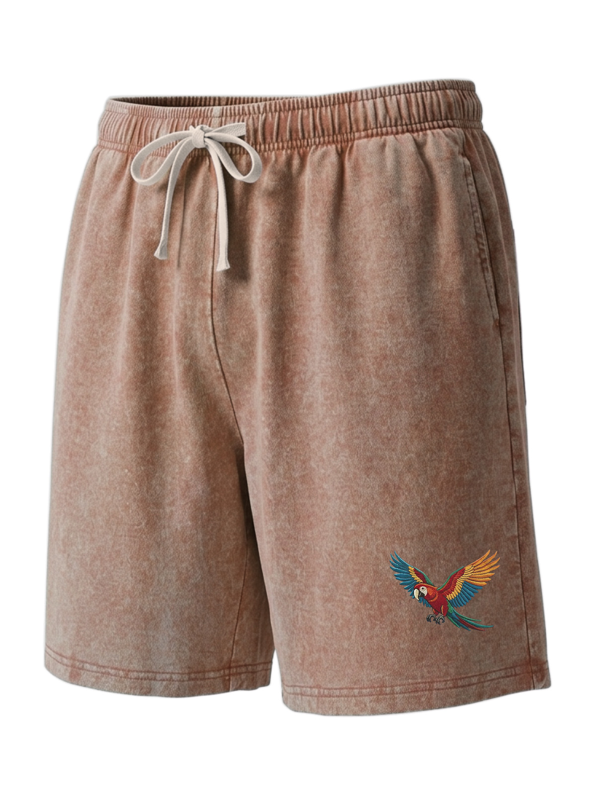 Casual Hawaiian Parrot Print Pure Cotton Shorts
