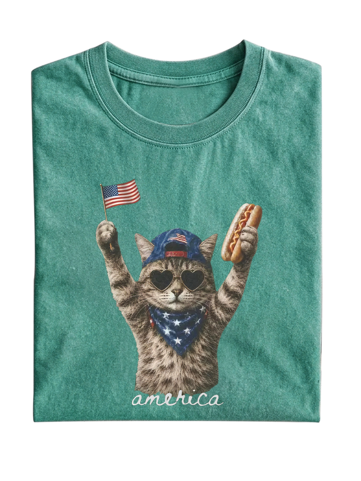 Fun Cute Cat Celebration Cotton Short Sleeve T-shirt