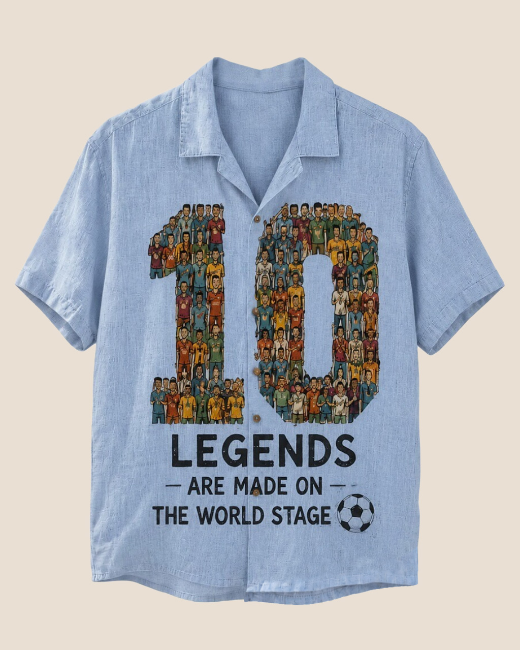 Men’s World Soccer Number 10 Legends Graphic Linen Shirt
