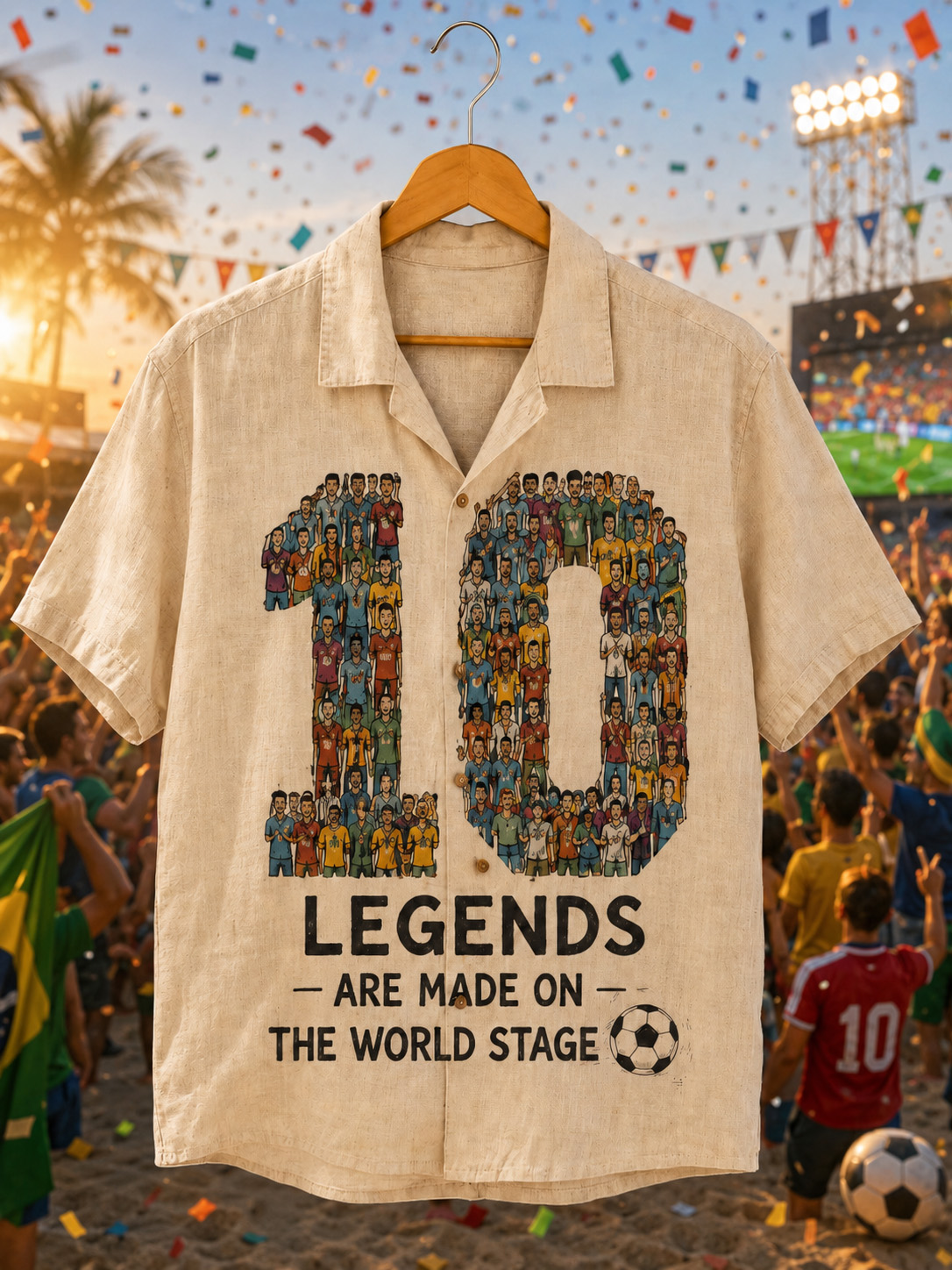 Men’s World Soccer Number 10 Legends Graphic Linen Shirt