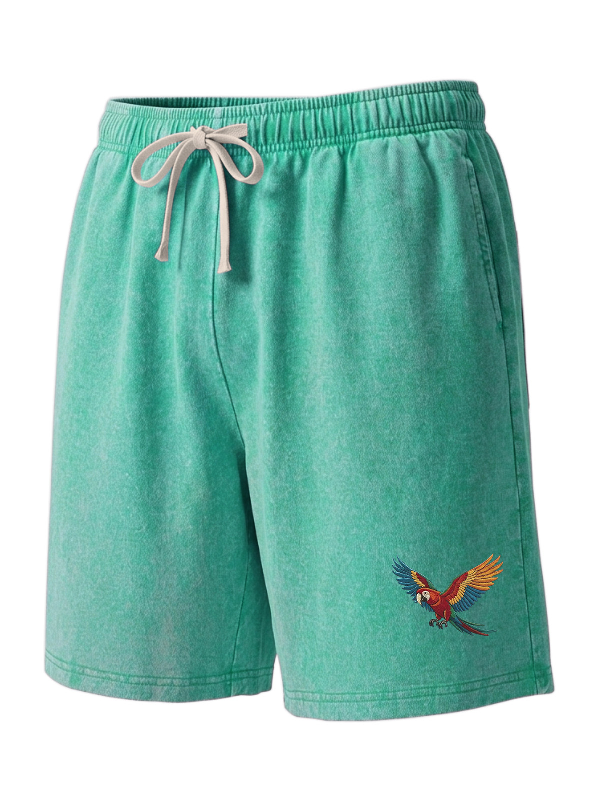Casual Hawaiian Parrot Print Pure Cotton Shorts