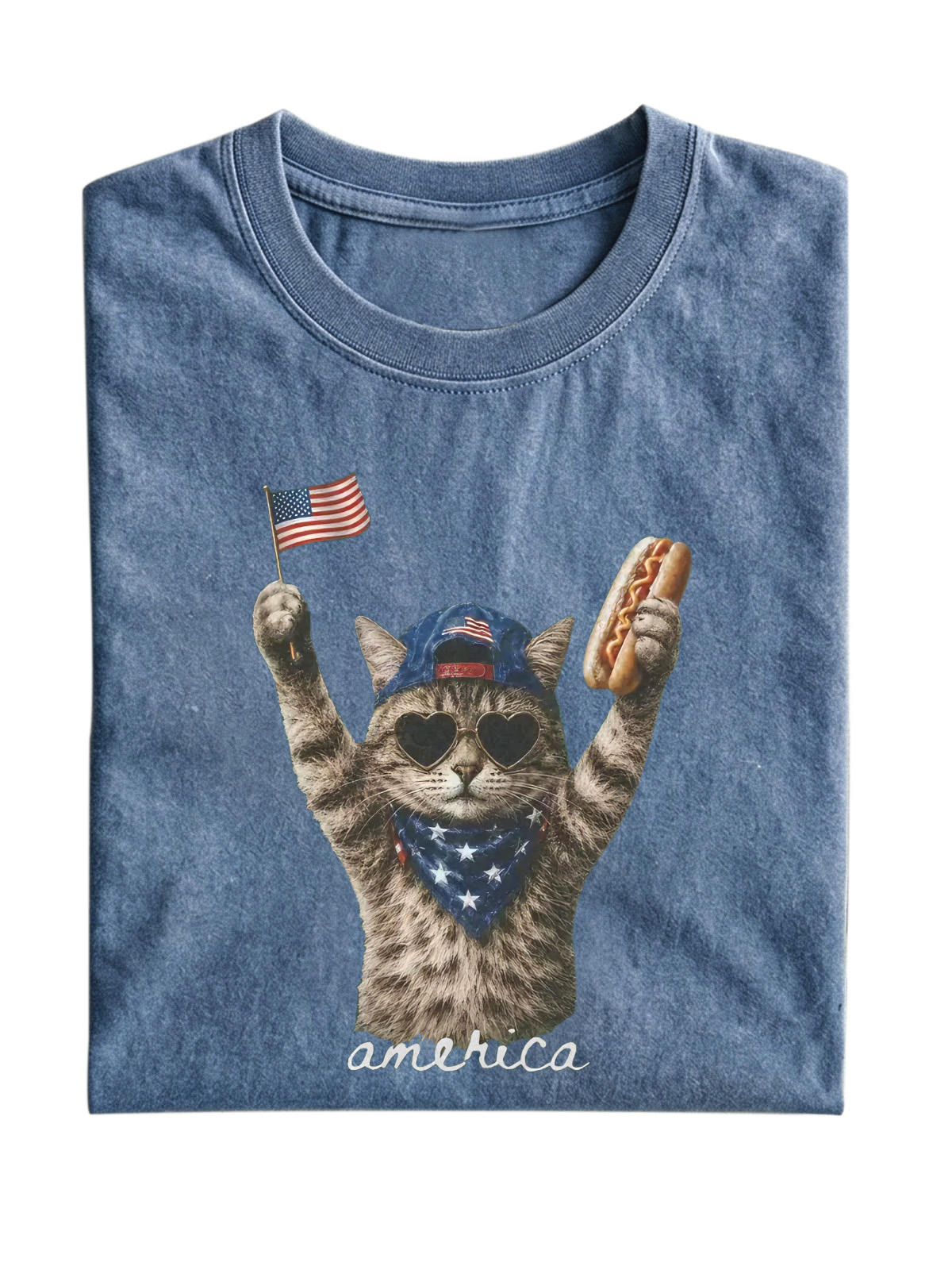 Fun Cute Cat Celebration Cotton Short Sleeve T-shirt