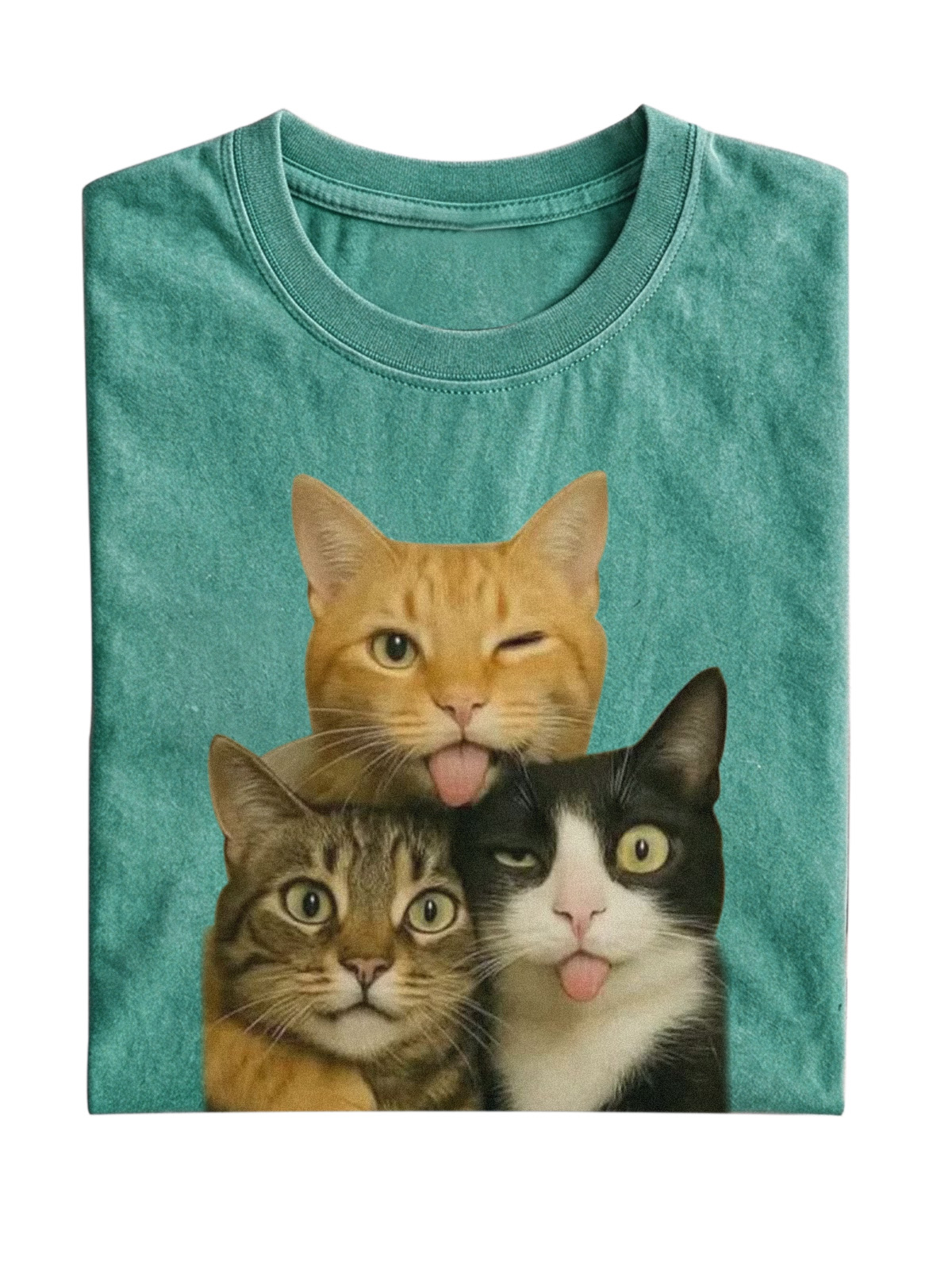 Wacky Cat Meme Cotton Short-sleeve T-shirt