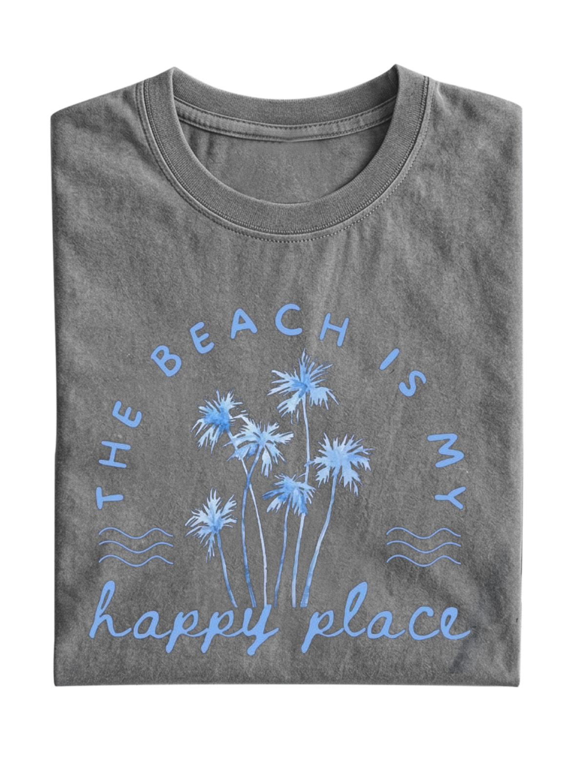 Hawaii Beach Is My Happy Place Cotton Short Sleeve T-shirt Simple