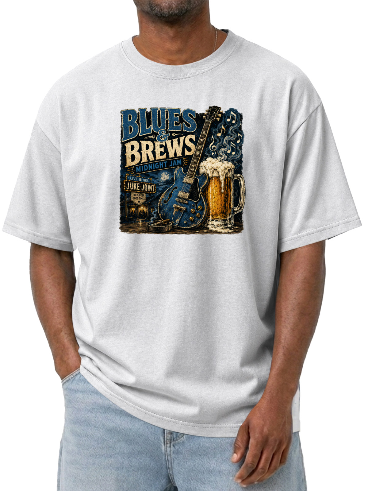 Vintage Blues Beer Wash Cotton Tee