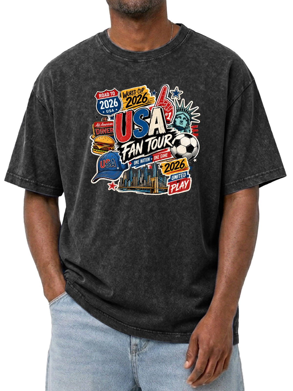 Men’s Vintage USA Soccer Fan Tour 2026 Graphic T-Shirt
