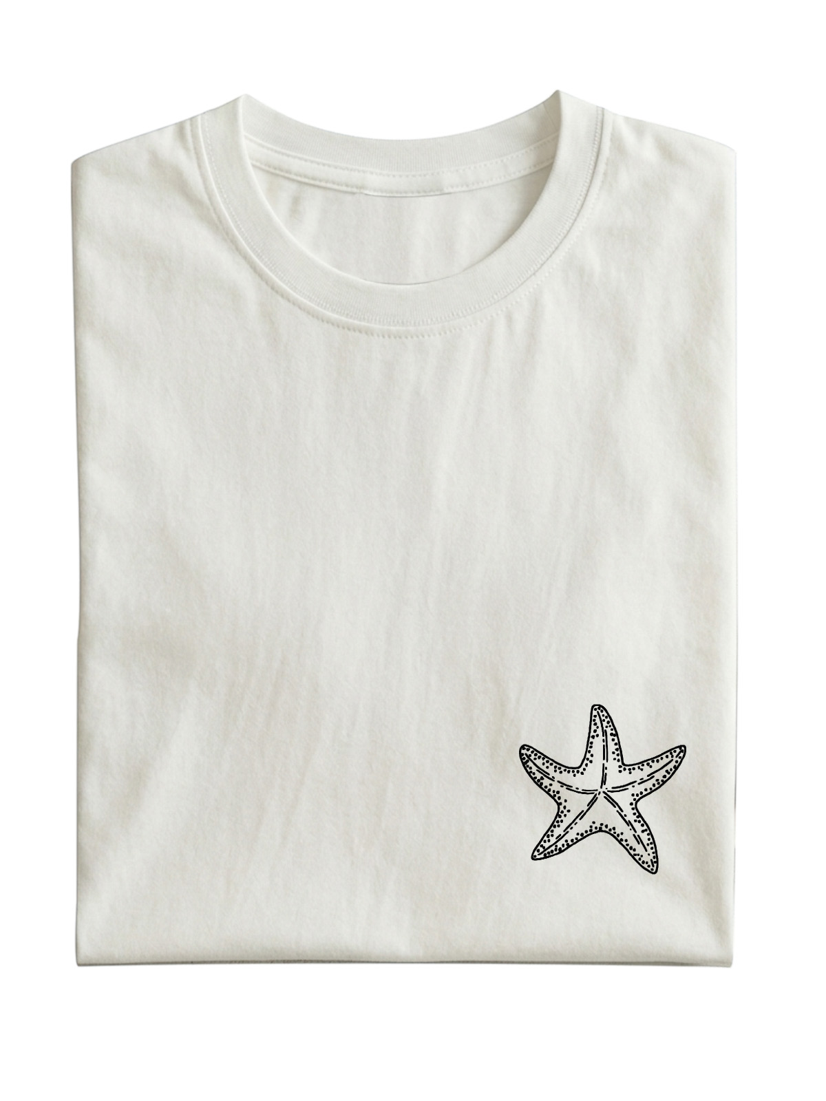 Hawaiian Simple Starfish Print Washed Cotton Short-sleeved T-shirt