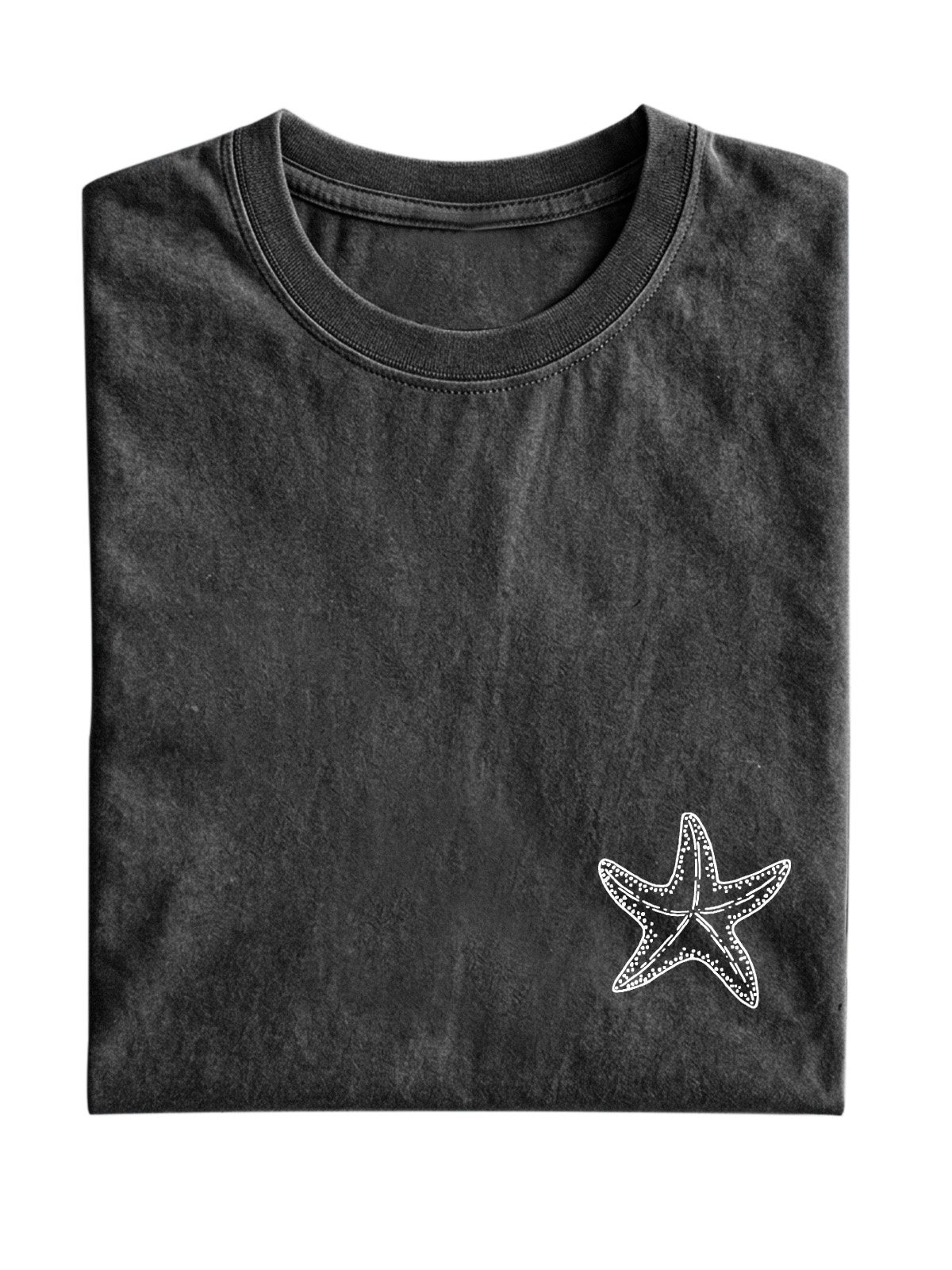 Hawaiian Simple Starfish Print Washed Cotton Short-sleeved T-shirt