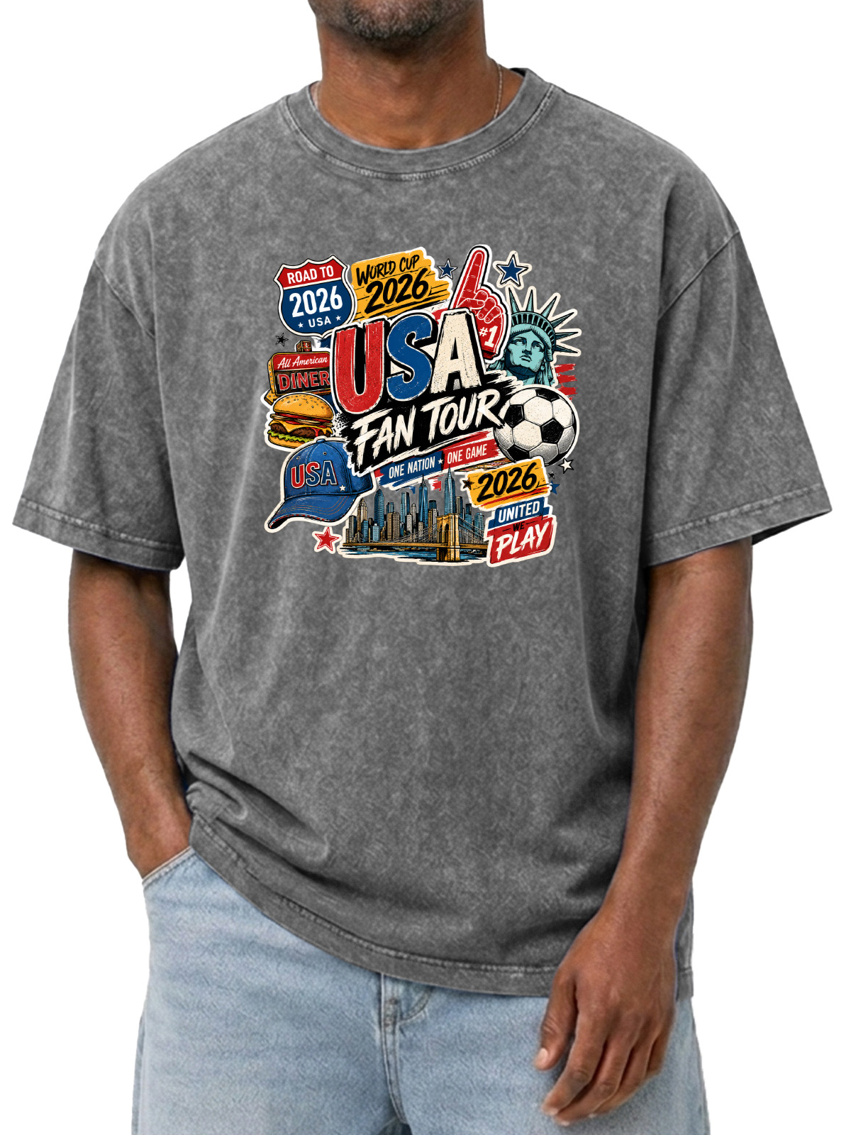 Men’s Vintage USA Soccer Fan Tour 2026 Graphic T-Shirt
