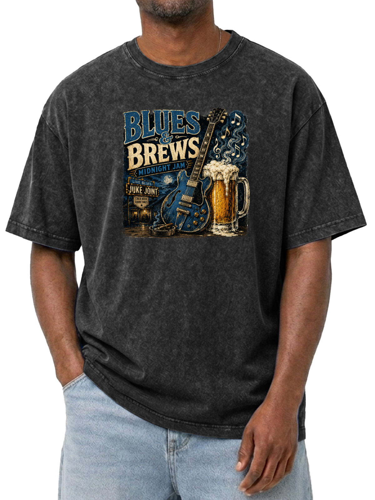 Vintage Blues Beer Wash Cotton Tee