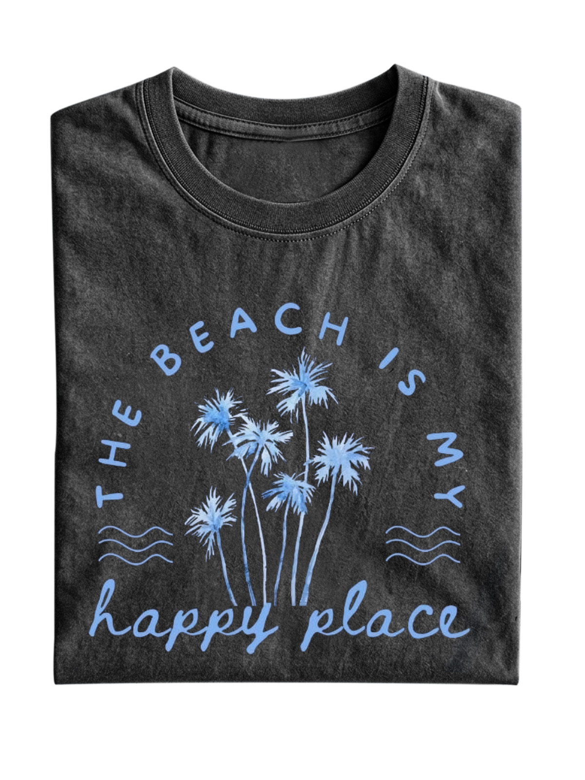 Hawaii Beach Is My Happy Place Cotton Short Sleeve T-shirt Simple