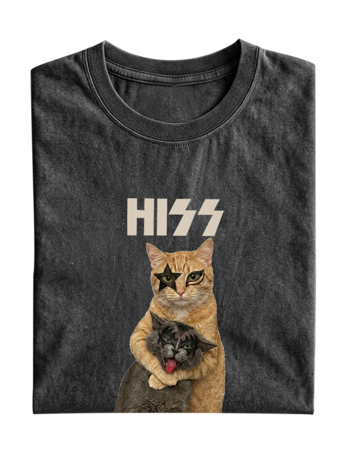 Wacky "Hiss" Cat Cotton Short-Sleeve T-Shirt