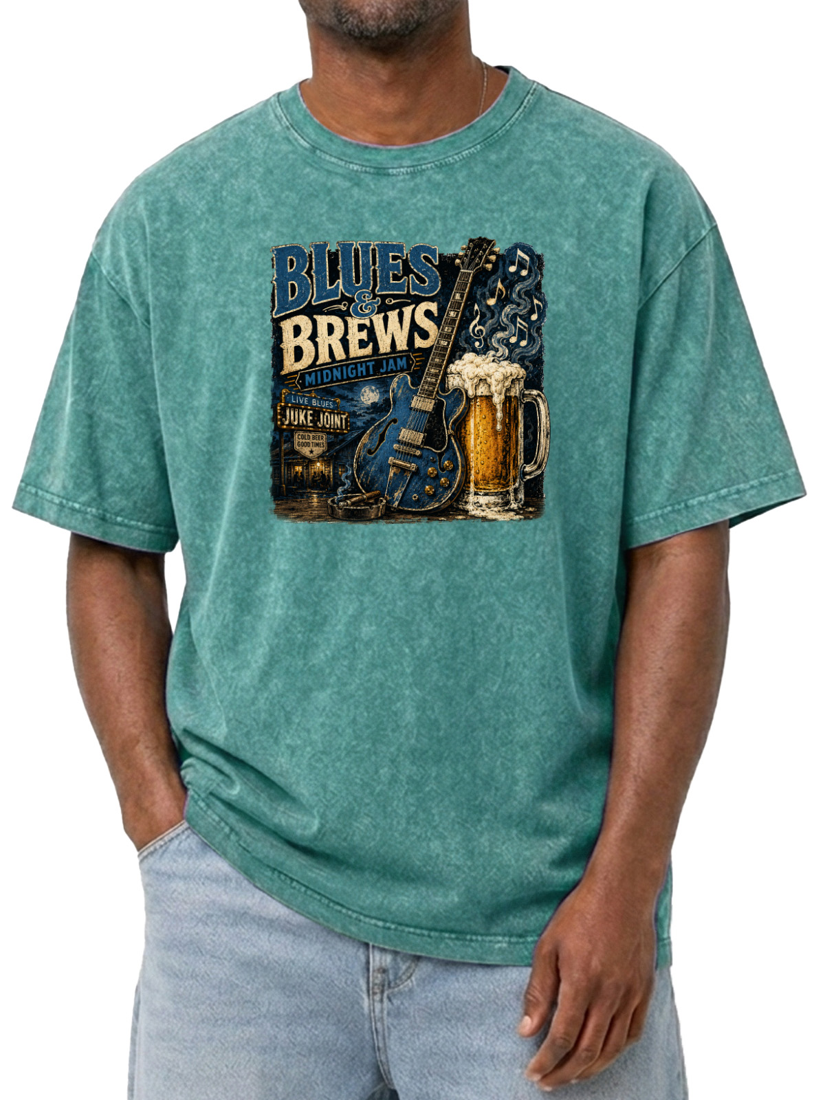 Vintage Blues Beer Wash Cotton Tee