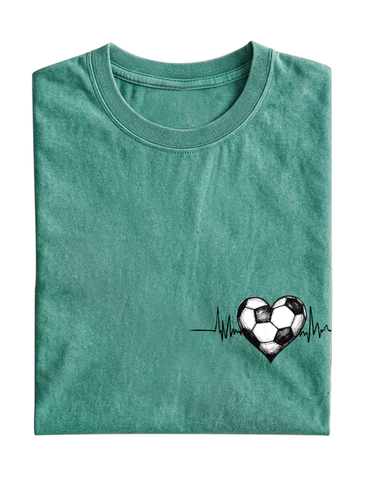 Fun Football Heart Cotton Short Sleeve T-shirt