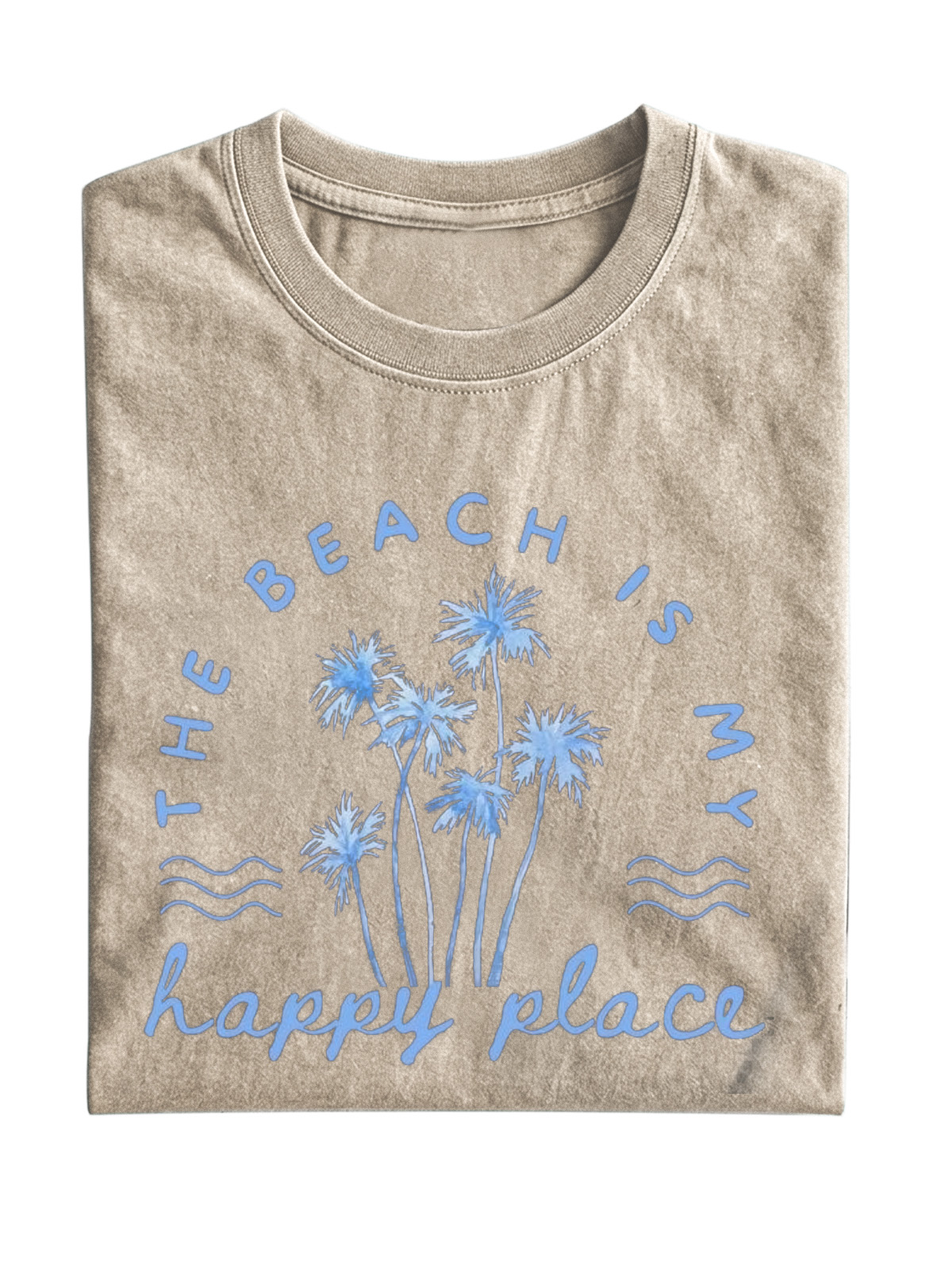 Hawaii Beach Is My Happy Place Cotton Short Sleeve T-shirt Simple
