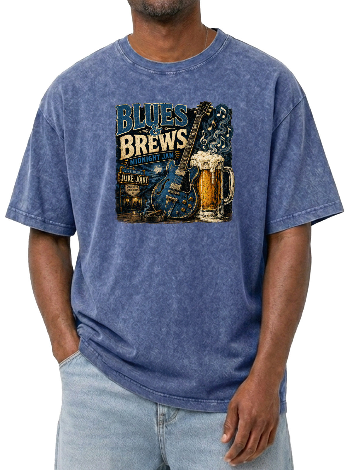Vintage Blues Beer Wash Cotton Tee