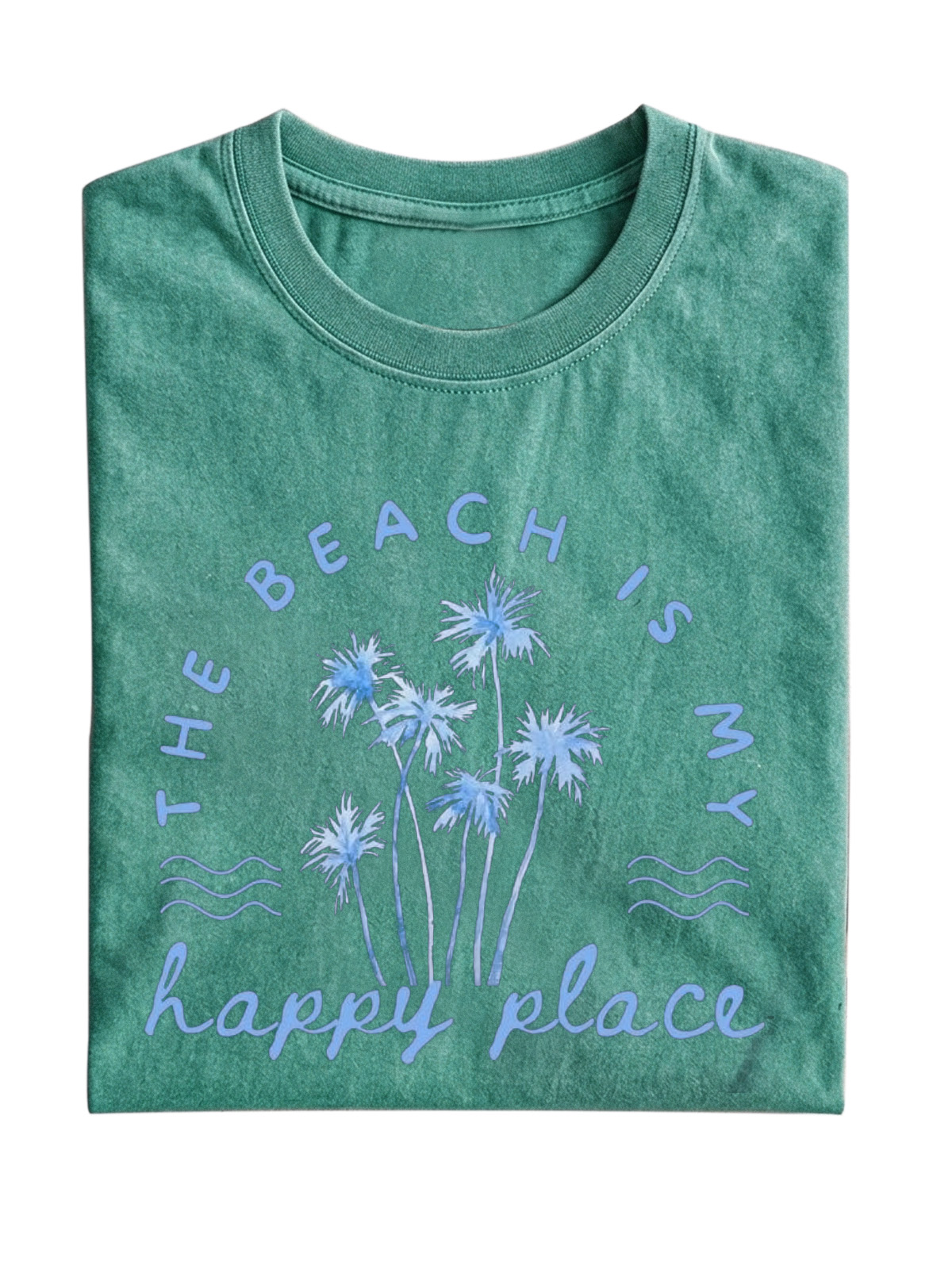 Hawaii Beach Is My Happy Place Cotton Short Sleeve T-shirt Simple