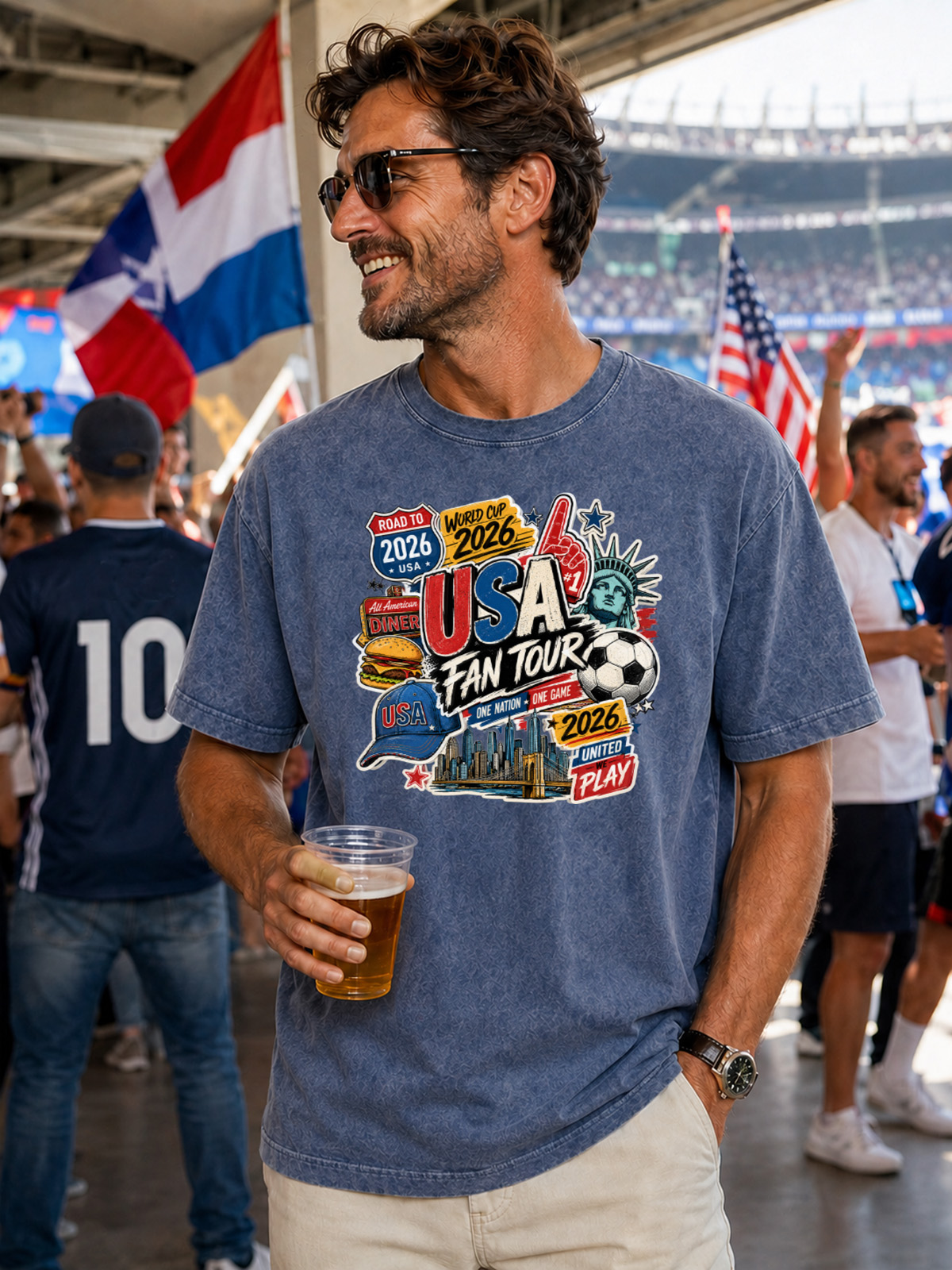 Men’s Vintage USA Soccer Fan Tour 2026 Graphic T-Shirt