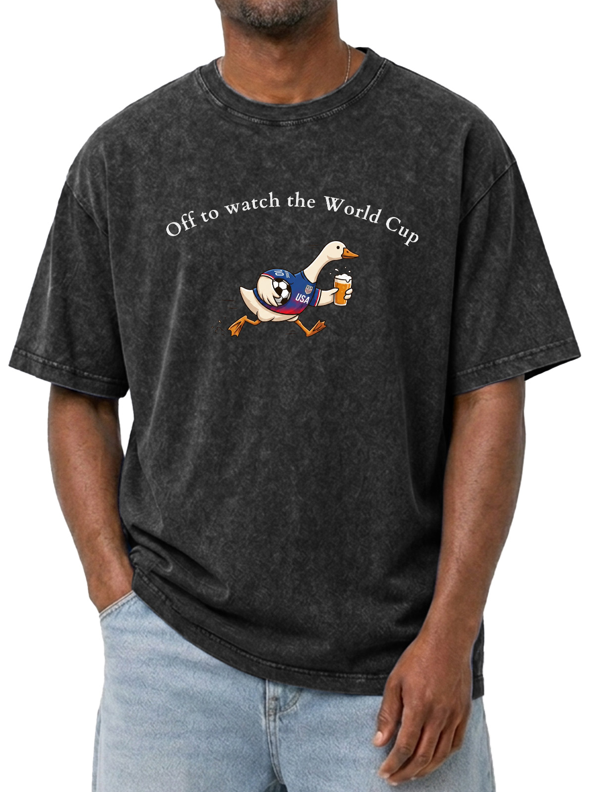 Men’s Funny Duck World Soccer Fan Graphic Tee