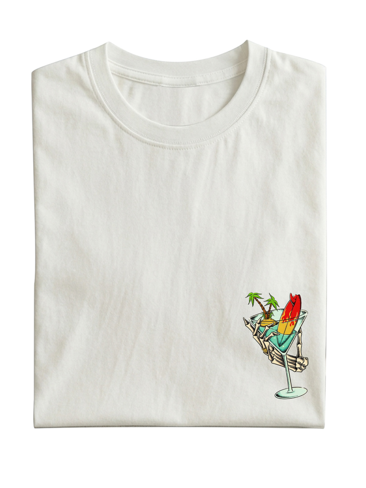 Fun Hawaiian Cocktail Glass Cotton Short Sleeve T-shirt
