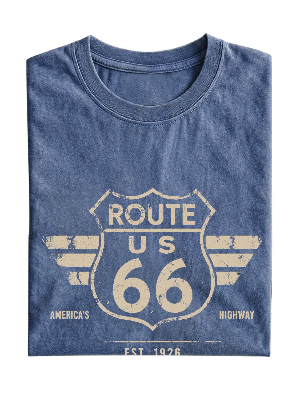 Men’s Vintage Washed Oversized T-Shirt with Route US 66 America’s Highway Graphic