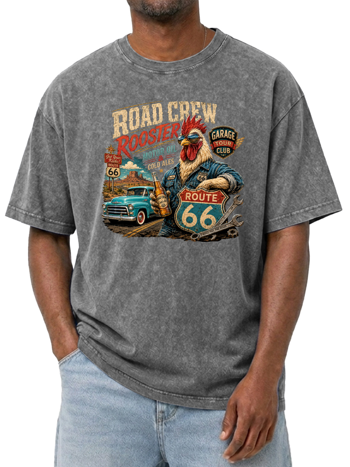 Vintage Road Crew Printed Short-sleeve T-shirt