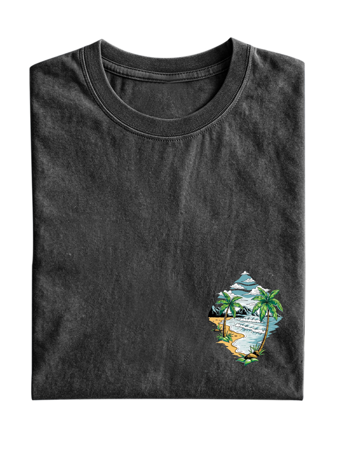 Simple Beach Printed Cotton Short-sleeved T-shirt