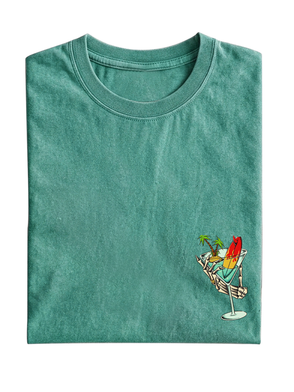 Fun Hawaiian Cocktail Glass Cotton Short Sleeve T-shirt