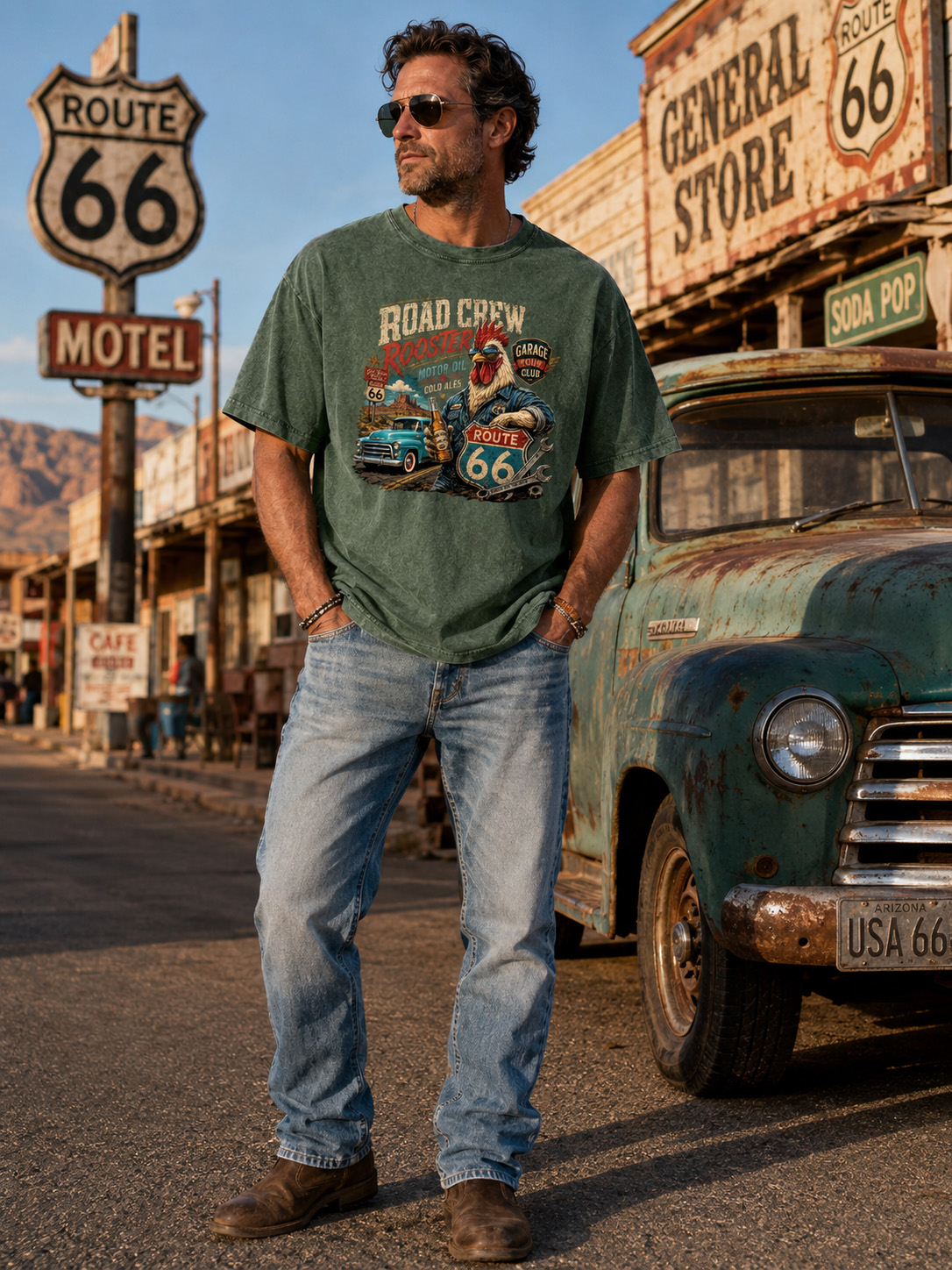 Vintage Road Crew Printed Short-sleeve T-shirt