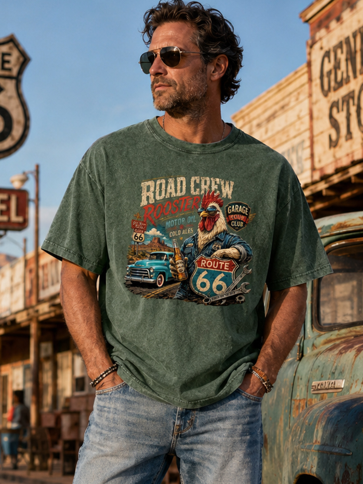 Vintage Road Crew Printed Short-sleeve T-shirt